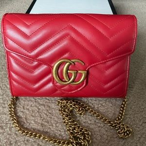 Authentic Gucci GG Marmont wallet on chain